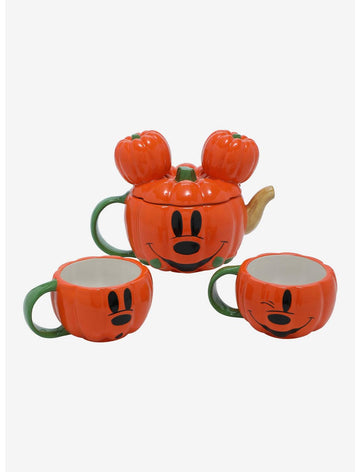 Mickey Mouse Set De Tetera Y Tazas Calabaza