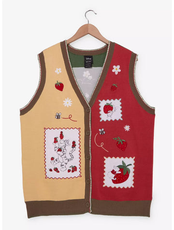 Chaleco Suéter Winnie the Pooh para mujer talla plus con parches de fresas Disney