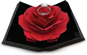 Caja de anillo con diseño de rosa 3D
