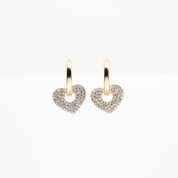 Aretes De Corazón Colgante Strass