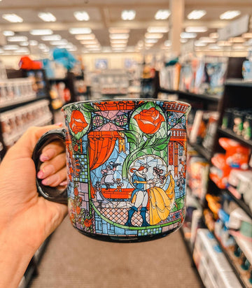 La Bella Y La Bestia Taza Stained Glass