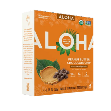 ALOHA Organic Peanut Butter Chocolate Chip Protein Bars - Paquete de 4