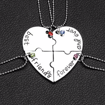 Collar Corazon Mejores Amigas 4 Piezas