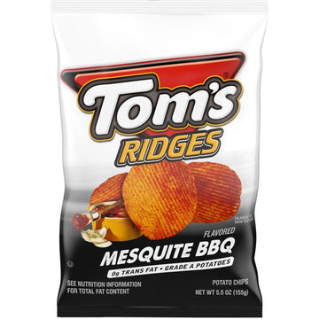 Tom's Ridges Potato Chips, Mesquite BBQ, Bolsa de 5.5 oz