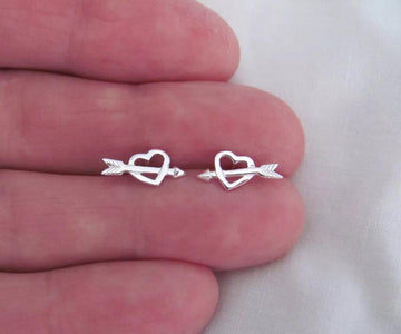 Aretes De Flecha Corazon Plata