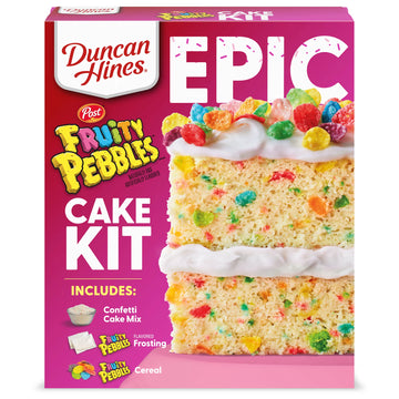 Duncan Hines Epic Fruity Pebbles Cake Mix Kit, 28.5 oz