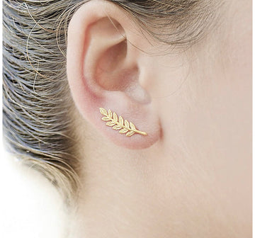 Set De Aretes Plumas Doradas