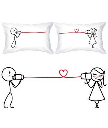 Set De Fundas Para Pareja Hilo Rojo Almohada