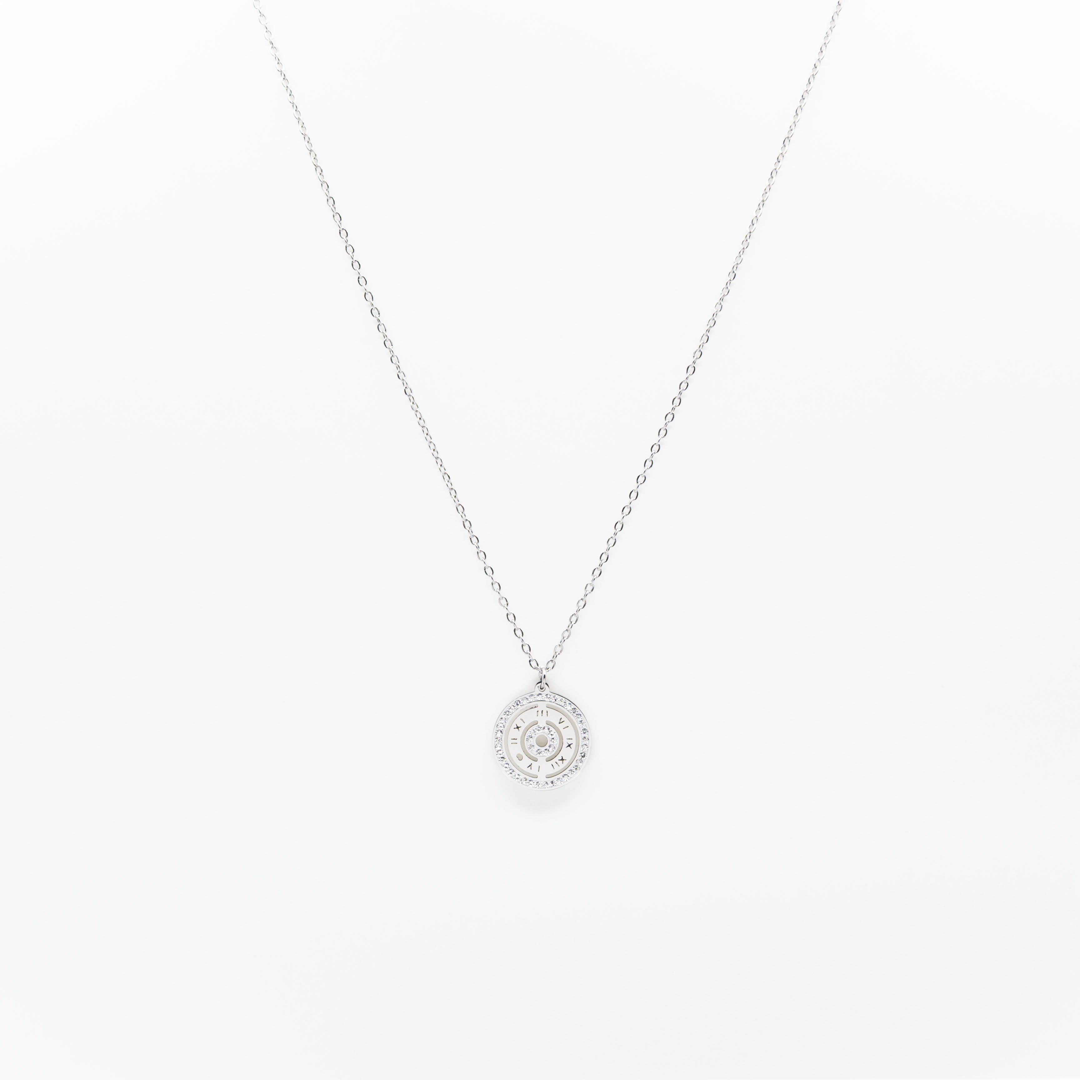 Collar Con Dije De Reloj Strass