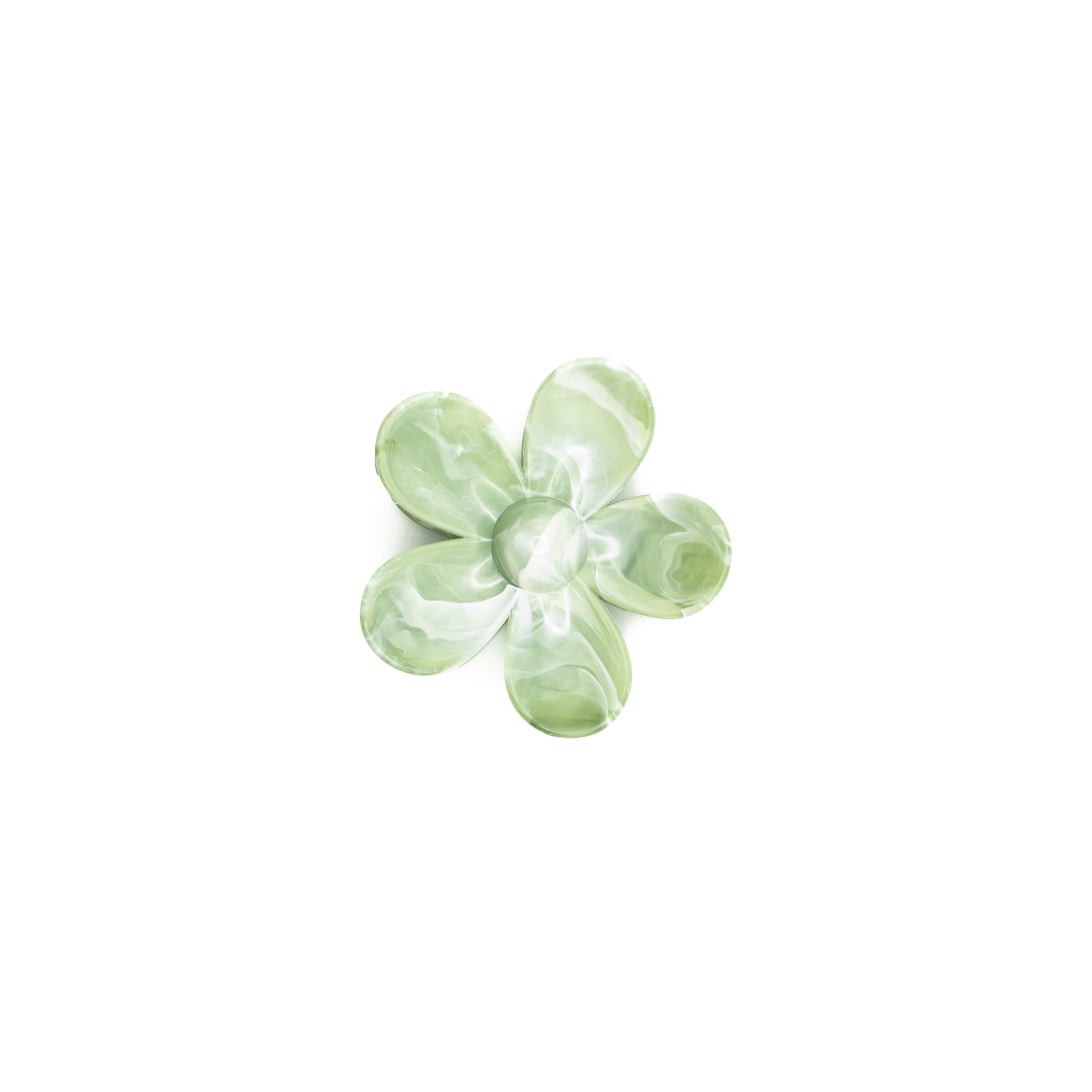 Pinza Flor Verde Y Blanco