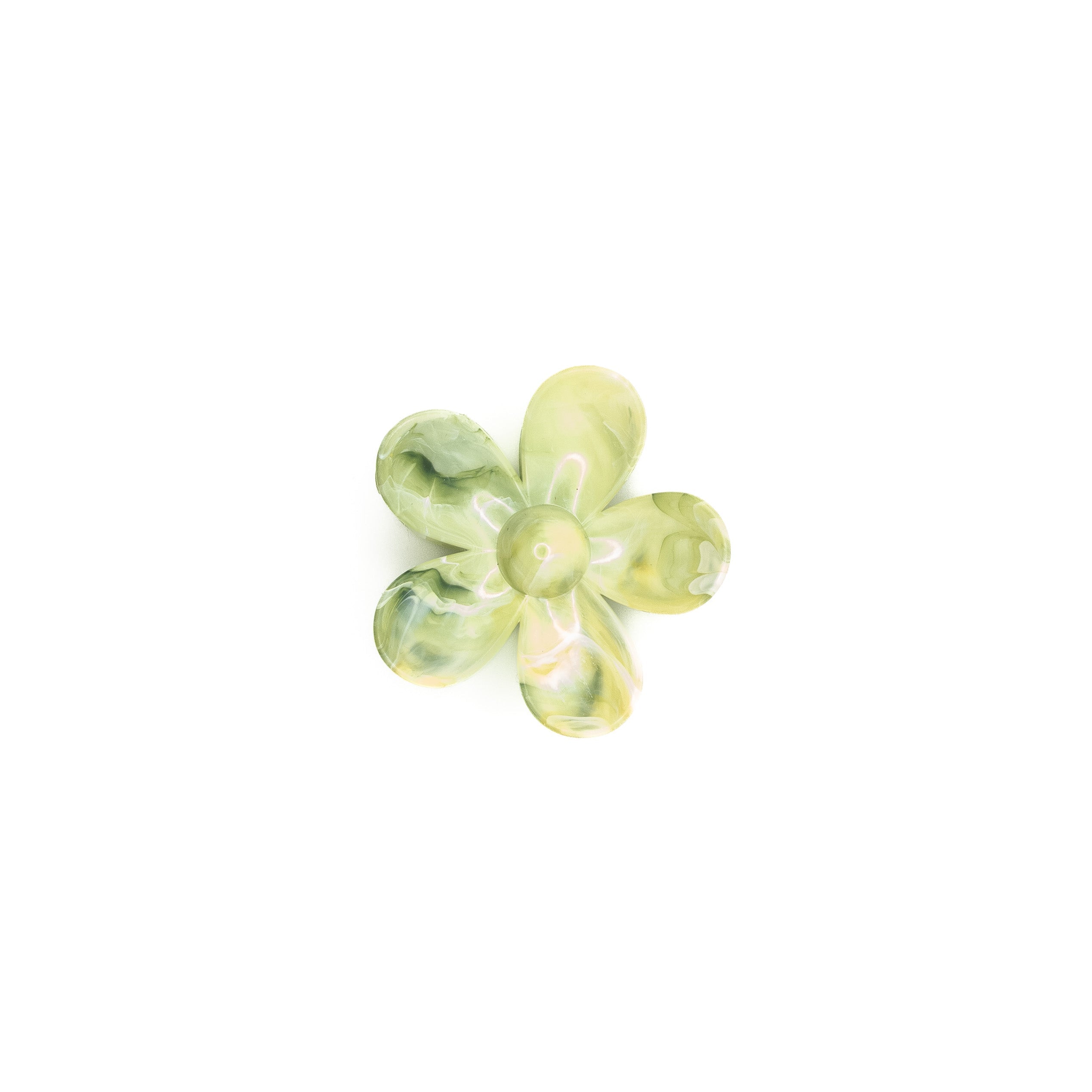 Pinza Flor Verde Y Amarillo