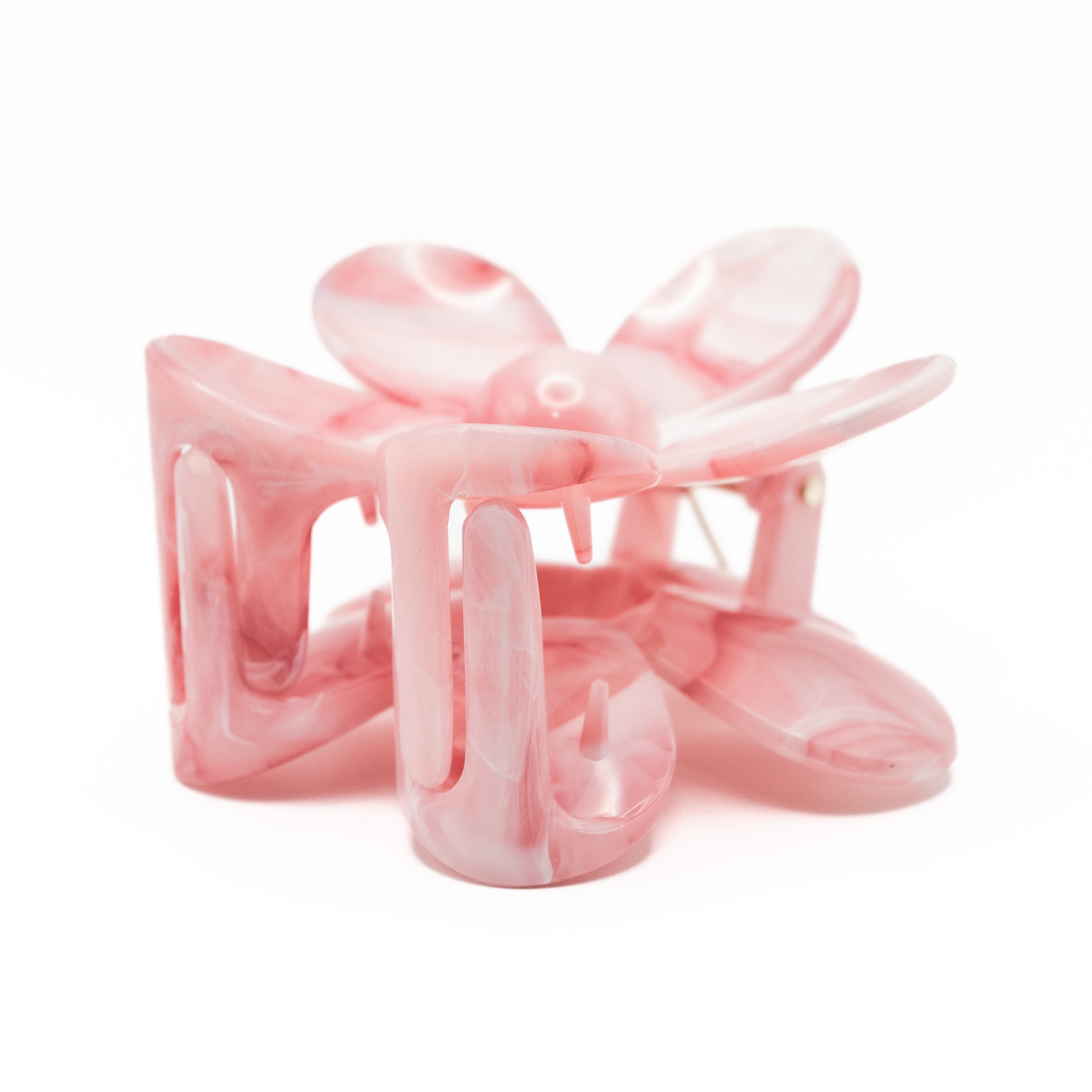 Pinza Flor Rosa Y Blanco