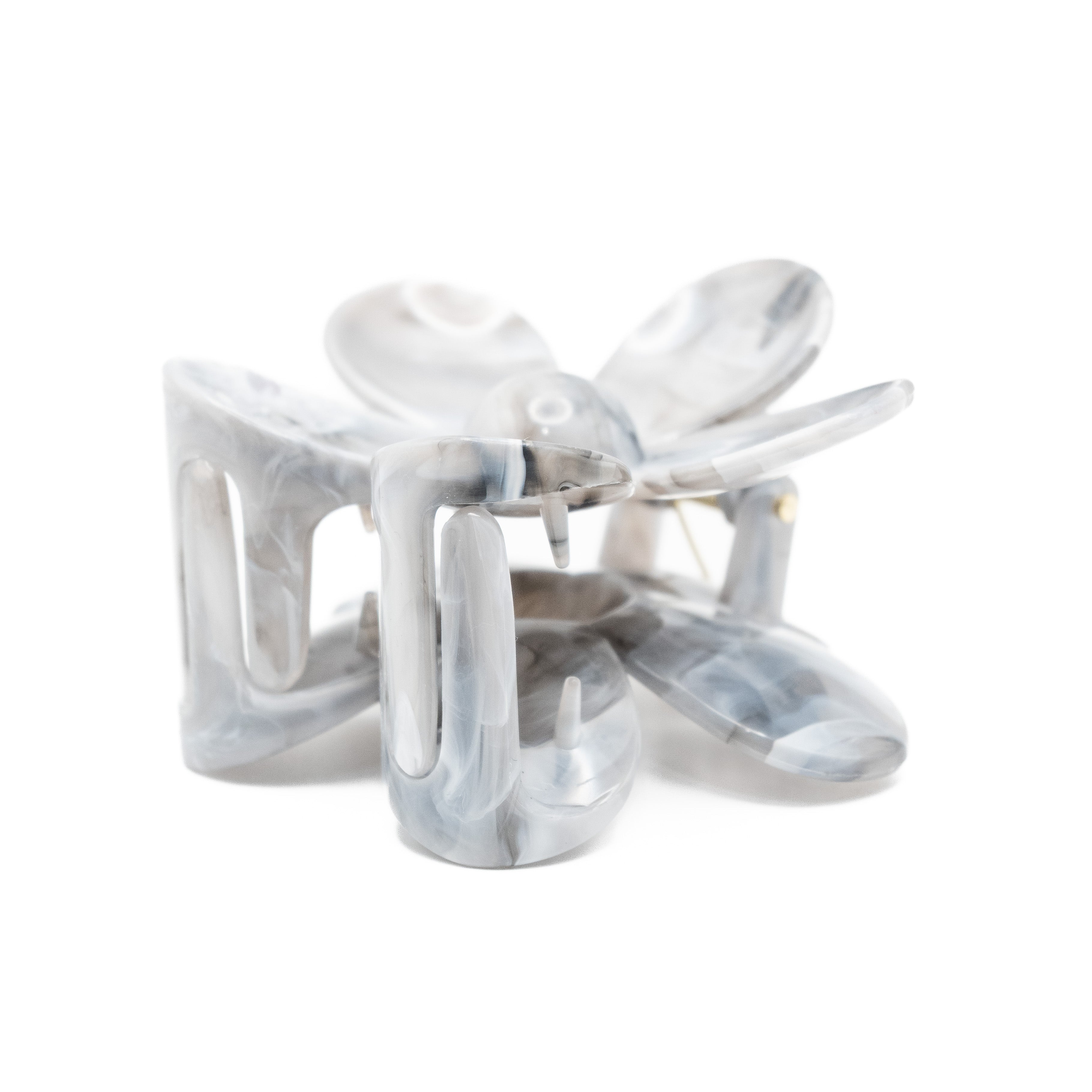 Pinza Flor Gris Y Blanco