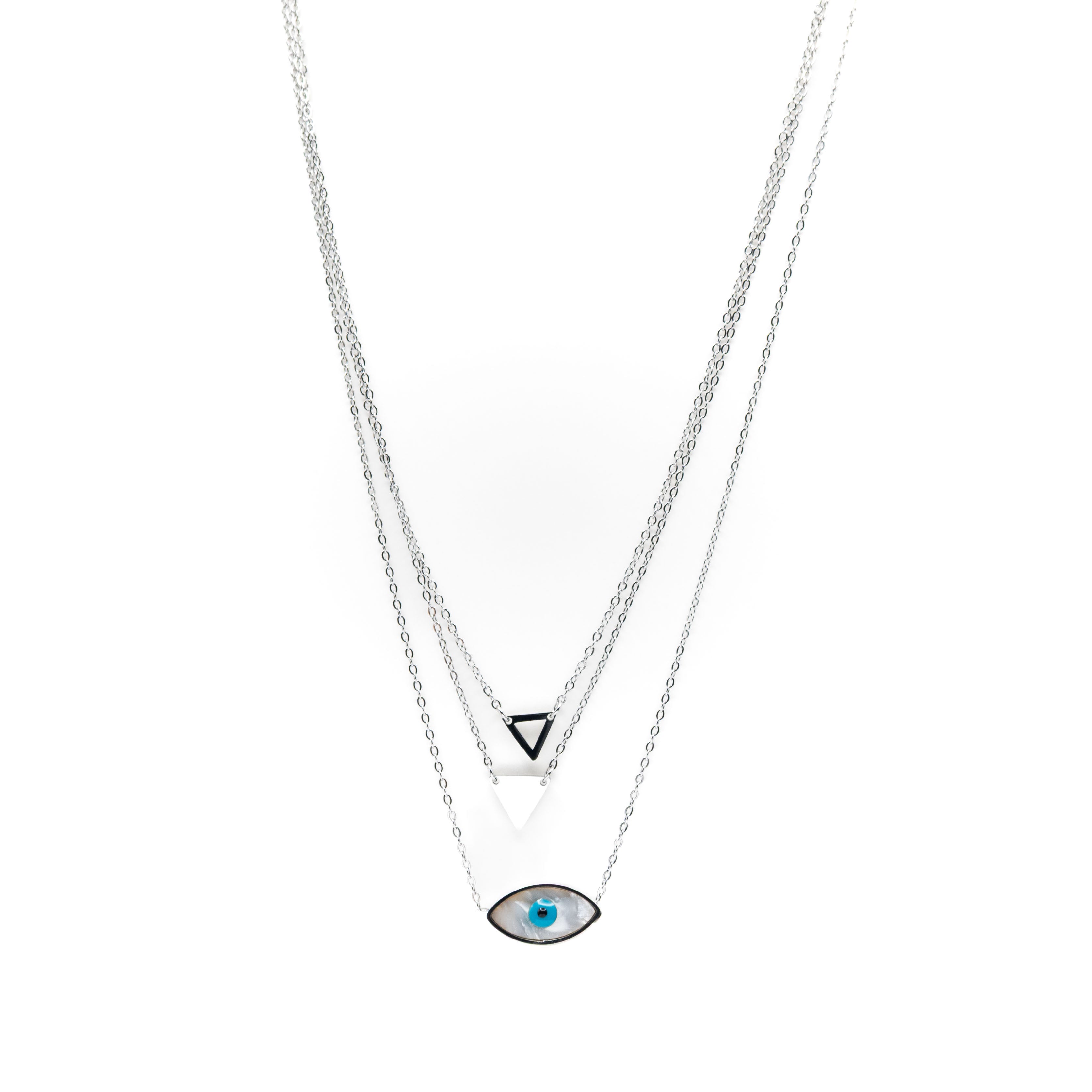 Collar Multicadena Ojo Y Triángulos