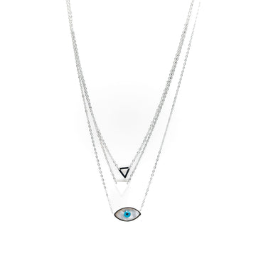 Collar Multicadena Ojo Y Triángulos
