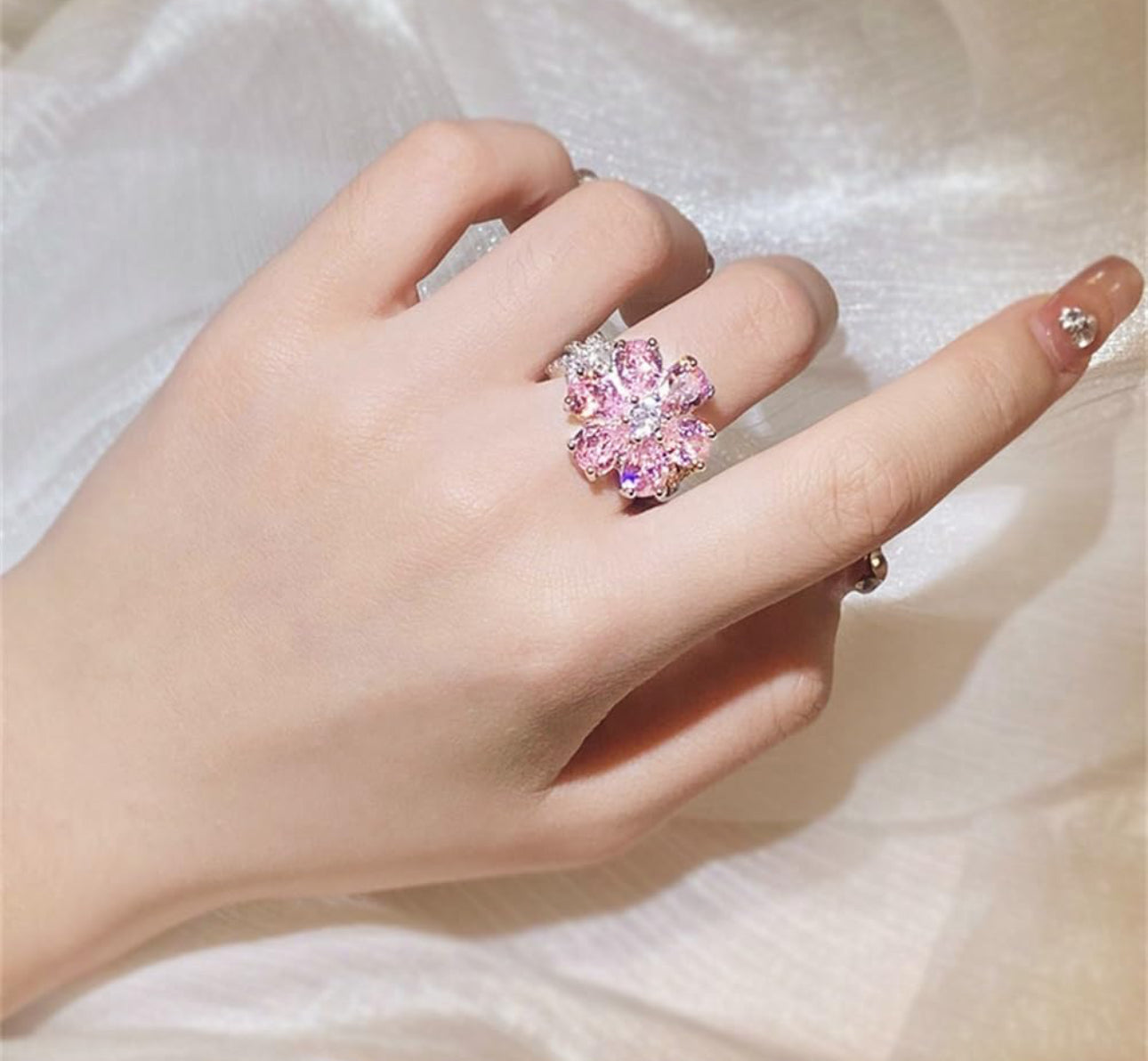 Anillo Flor De Cerezo Plata .925