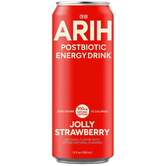 ARIH Bebida Energética Postbiótica, Bebida Energética Limpia sin Azúcar con 100 Mg de Cafeína Natural, 12 fl oz, Paquete de 4