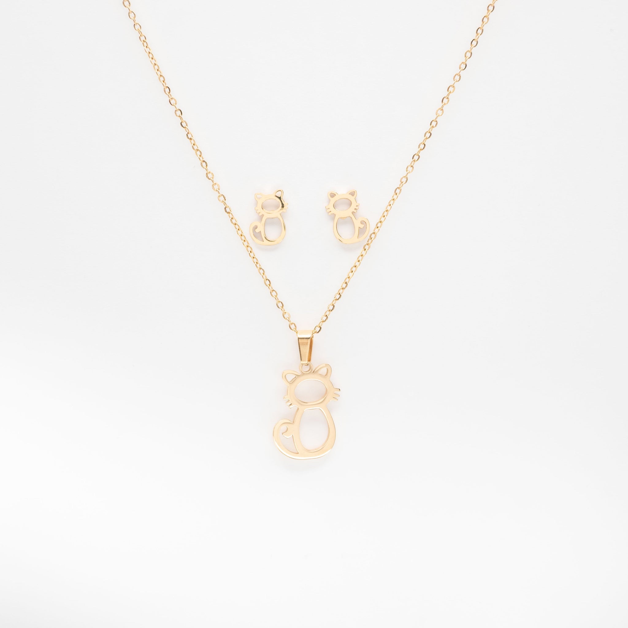 Set De Aretes Y Collar Gatos