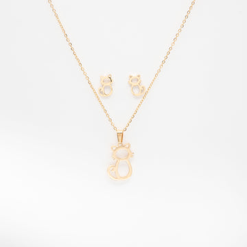 Set De Aretes Y Collar Gatos