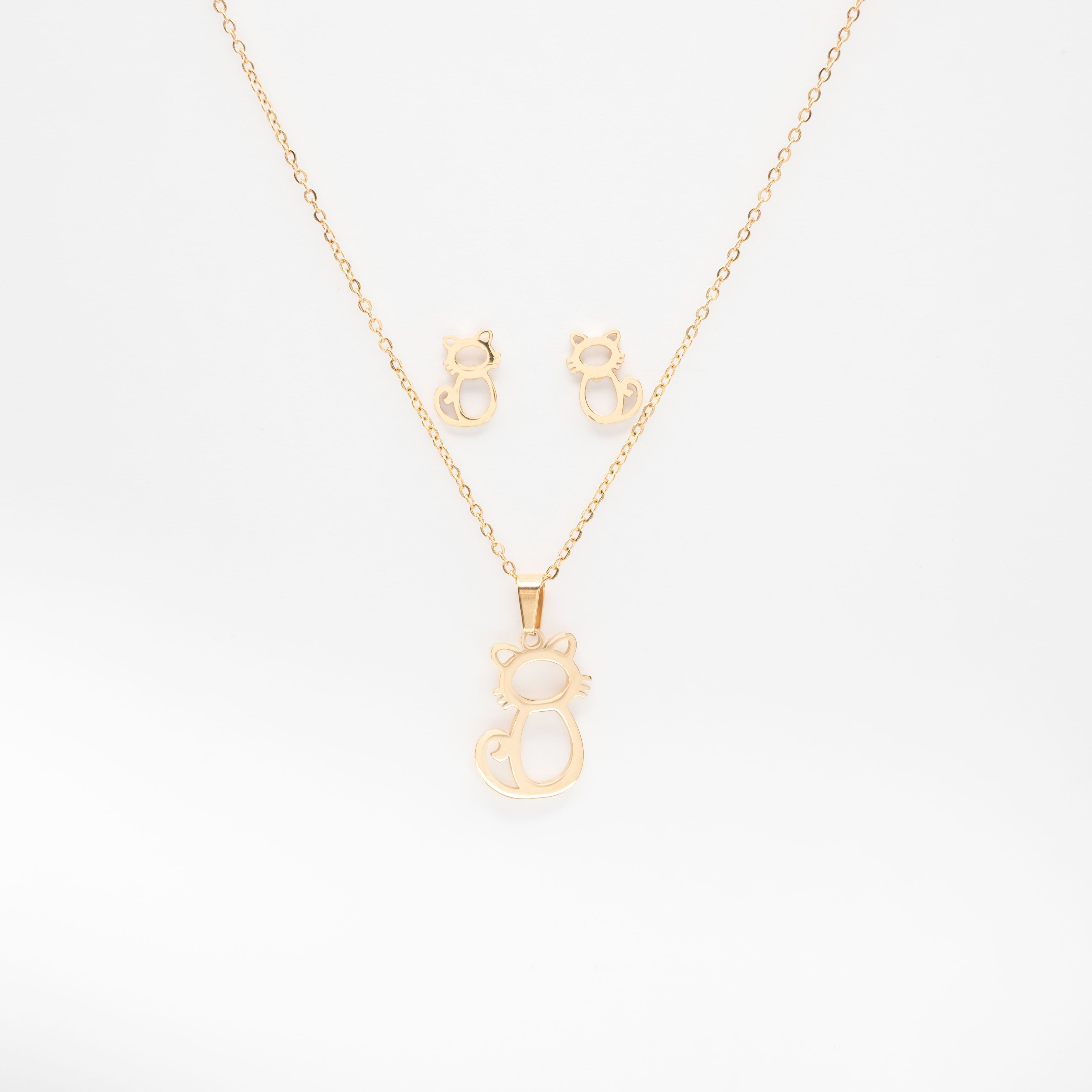 Set De Aretes Y Collar Gatos