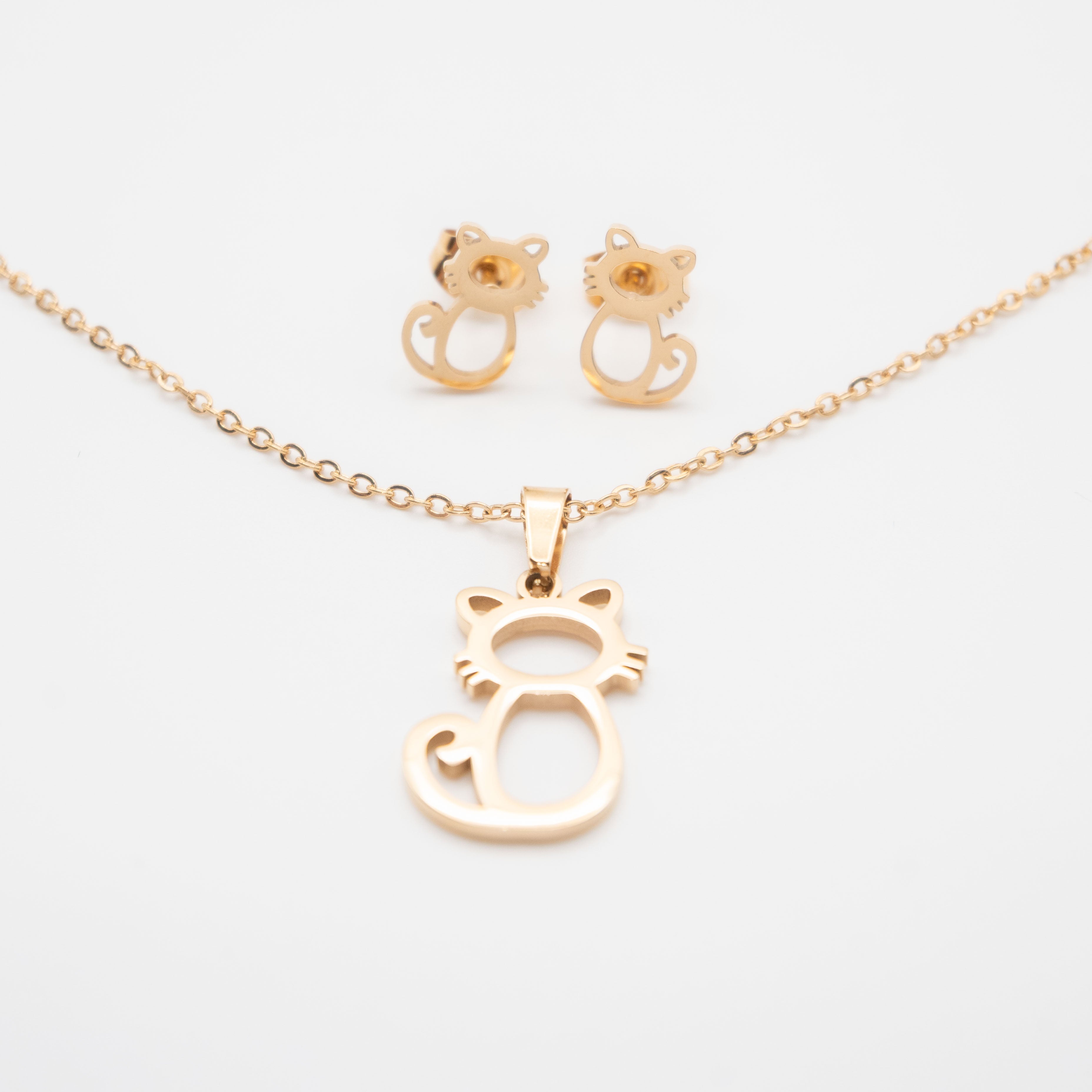 Set De Aretes Y Collar Gatos