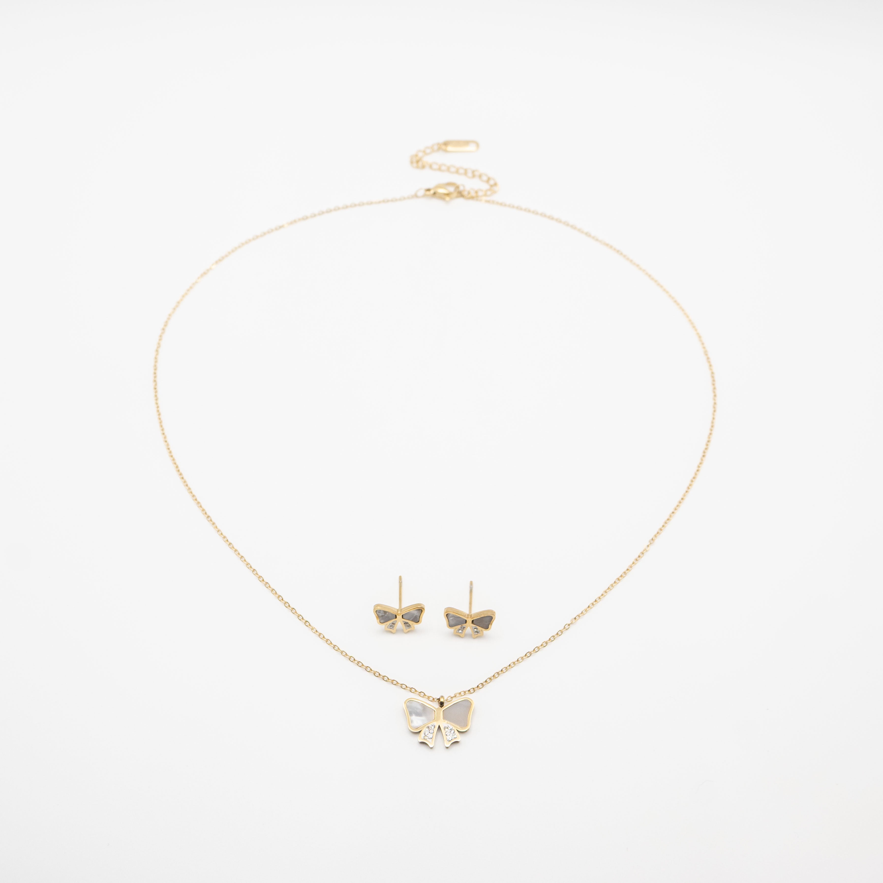 Set De Aretes Y Collar Moños