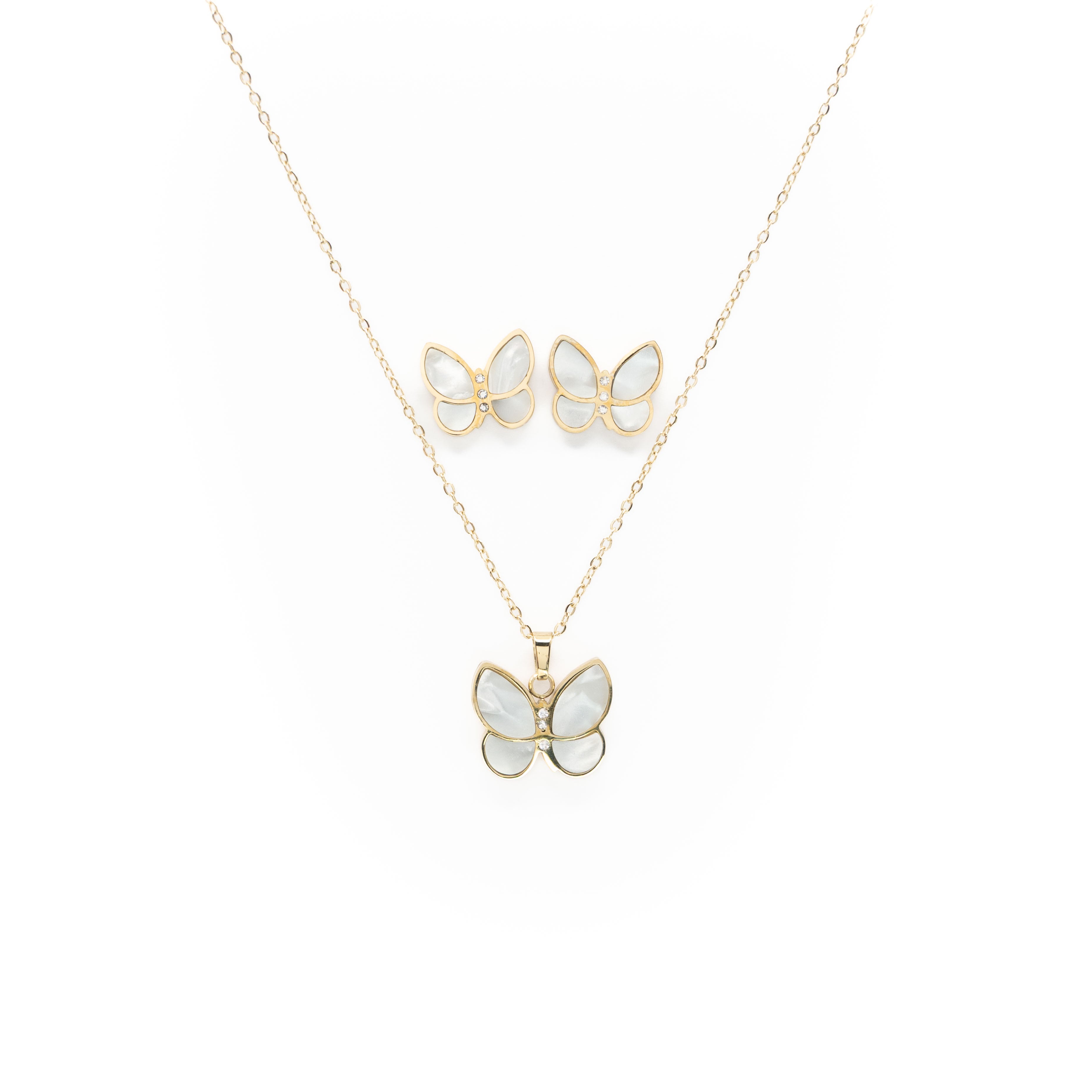 Set De Aretes Y Collar De Mariposas