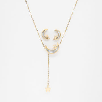 Set De Aretes Y Collar De Luna Y Estrella