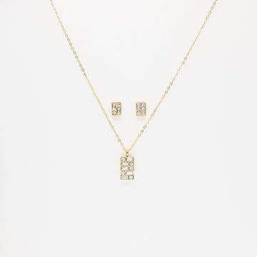 Set De Aretes Y Collar Rectangulares