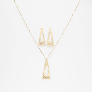 Set De Aretes Y Collar Triangular