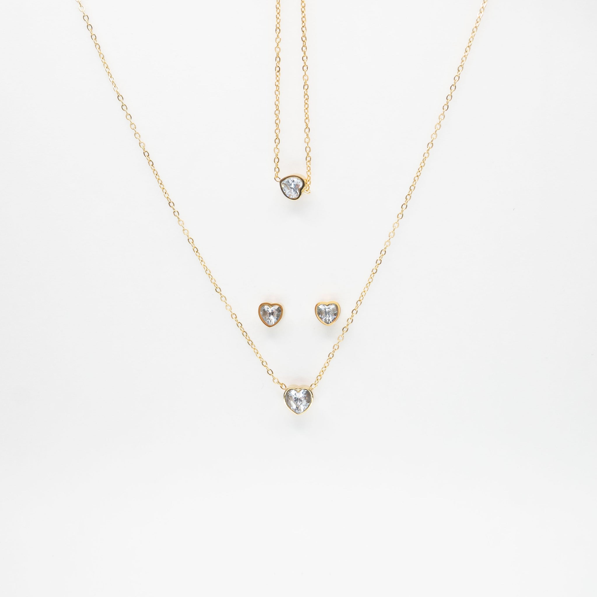 Set De Collar, Pulsera y Aretes Corazón