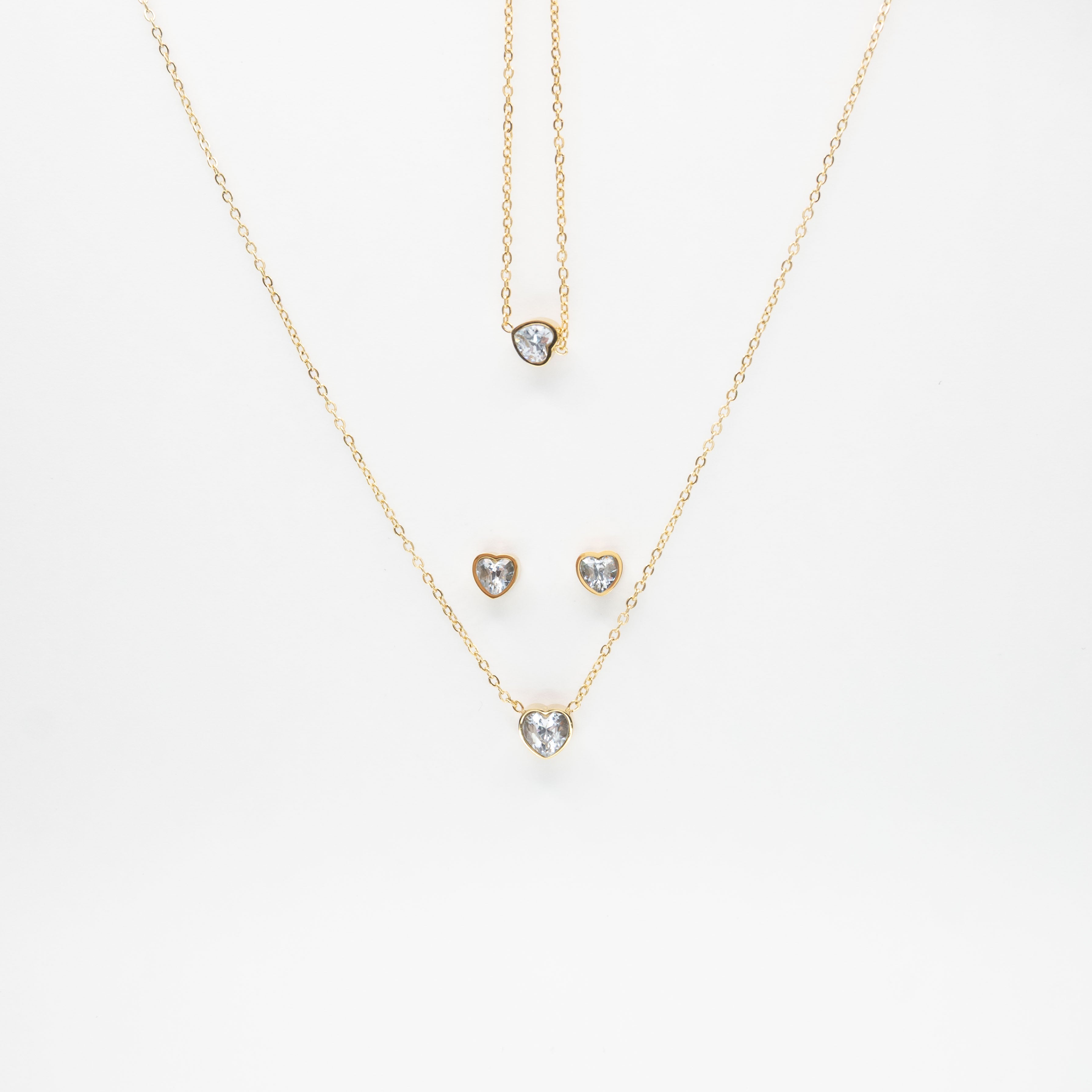 Set De Collar, Pulsera y Aretes Corazón