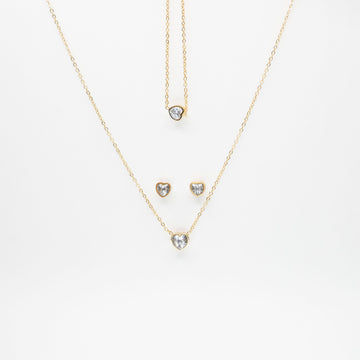 Set De Collar, Pulsera y Aretes Corazón