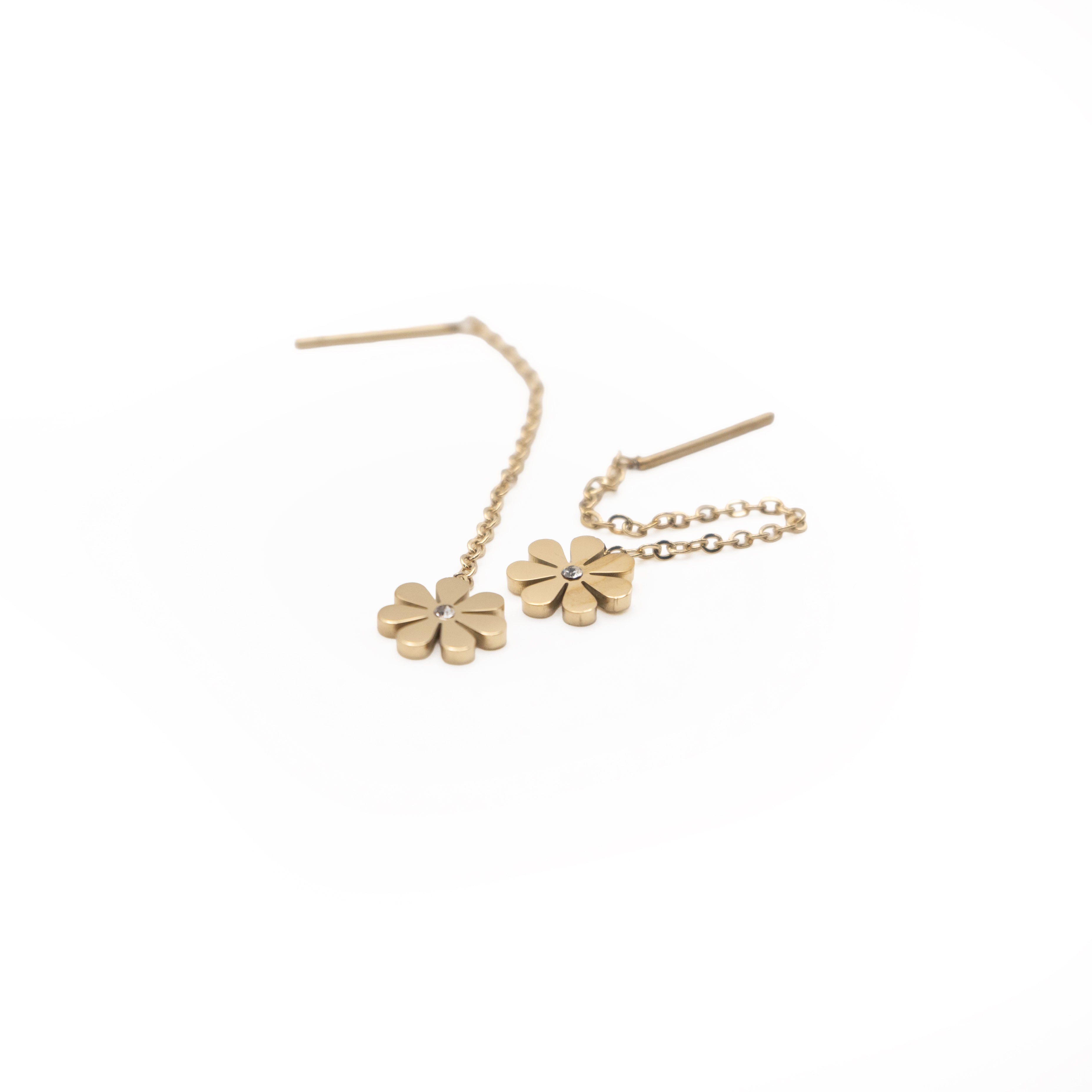 Aretes Colgantes De Flor Strass