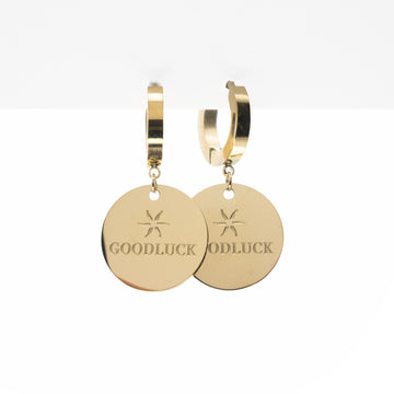 Aretes Con Dije "Goodluck"