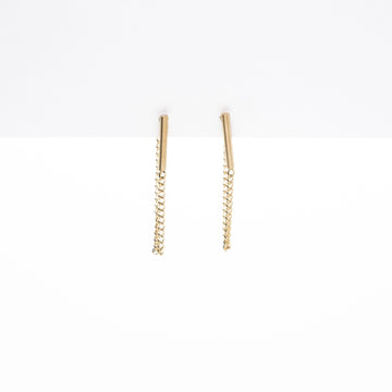 Aretes Dorados Con Con Cadena Colgante