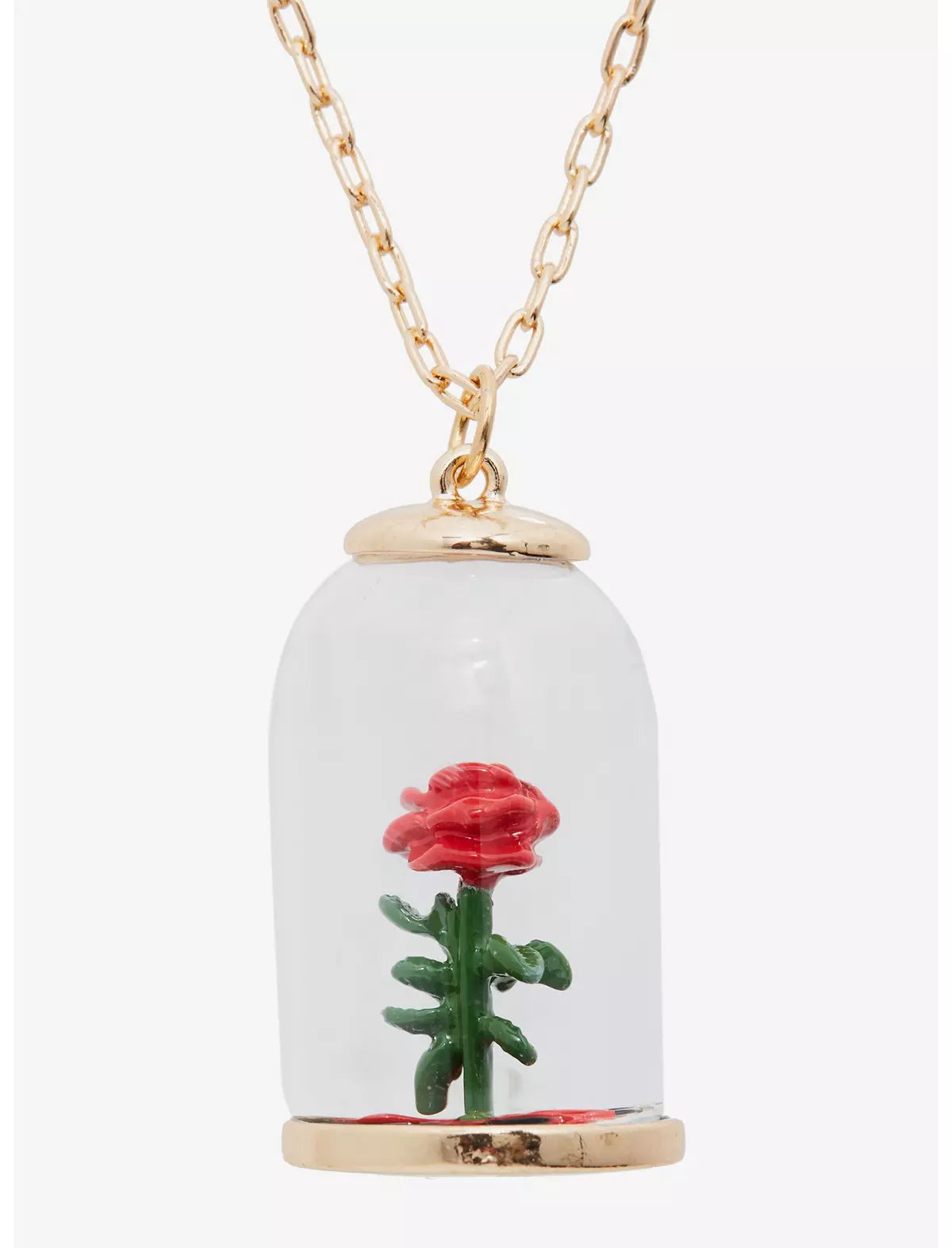 La Bella Y La Bestia Collar Rosa Encantada Cristal