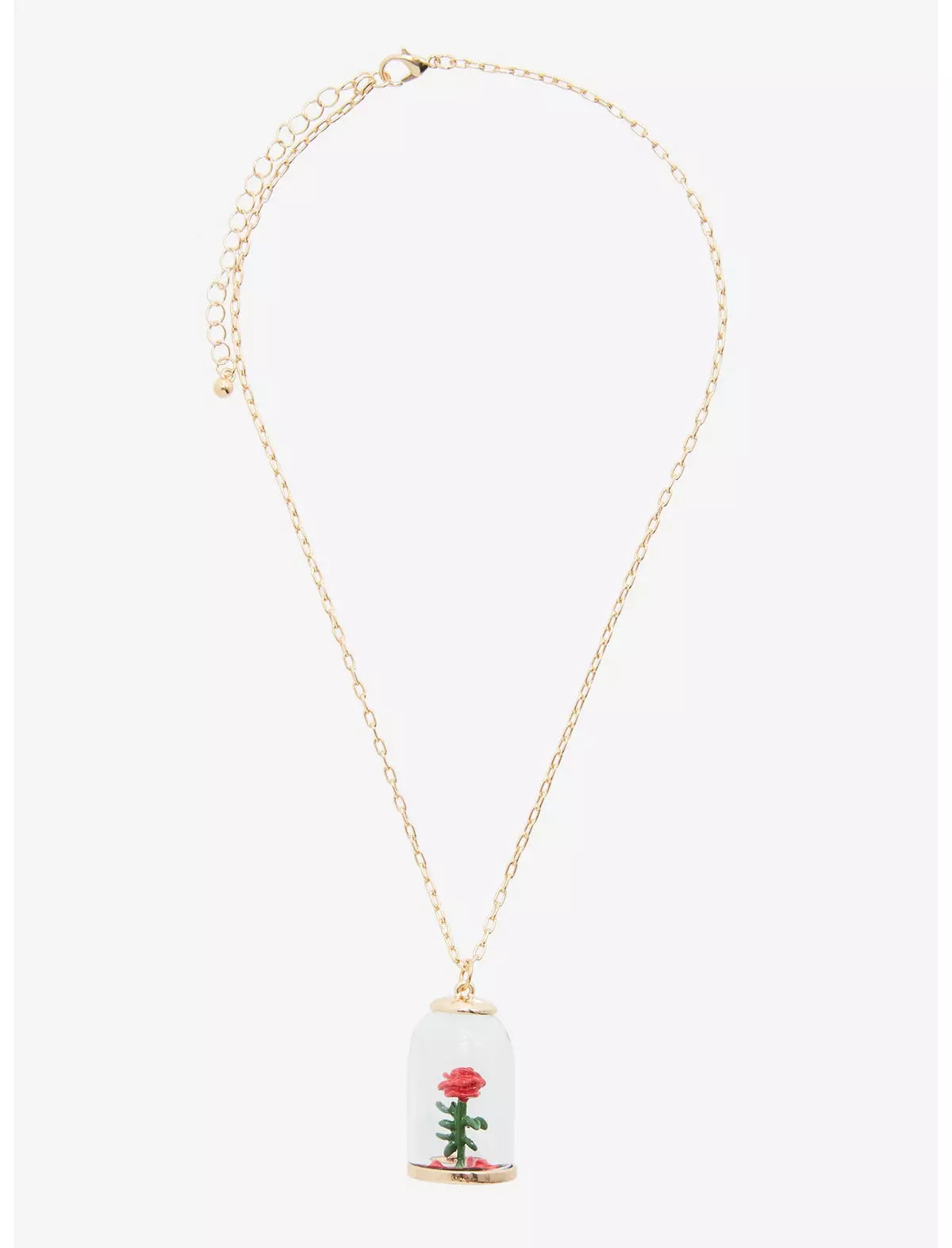 La Bella Y La Bestia Collar Rosa Encantada Cristal