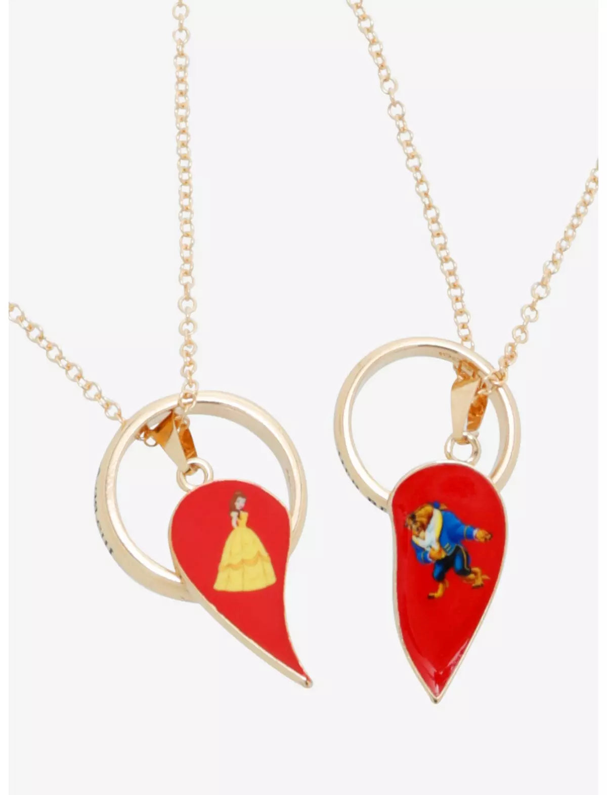 La Bella Y La Bestia Collar Corazon Pareja