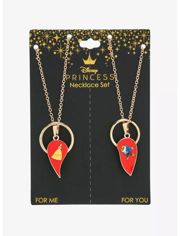 La Bella Y La Bestia Collar Corazon Pareja