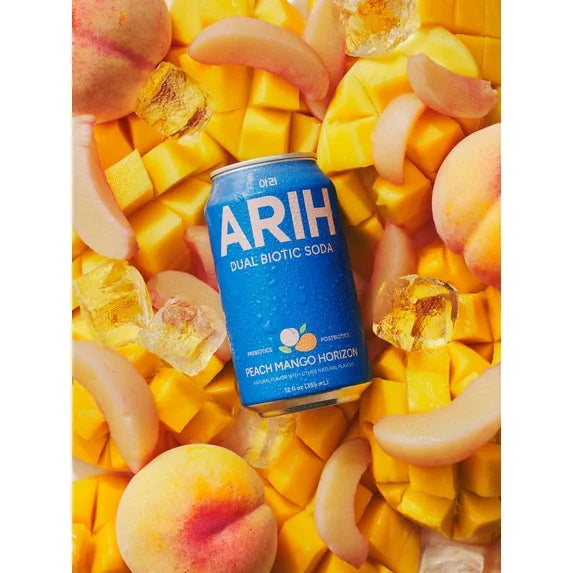 ARIH Refresco Biótico Dual, Refresco Funcional Prebiótico y Postbiótico, Bajo en Azúcar, 12 fl oz, Paquete de 4