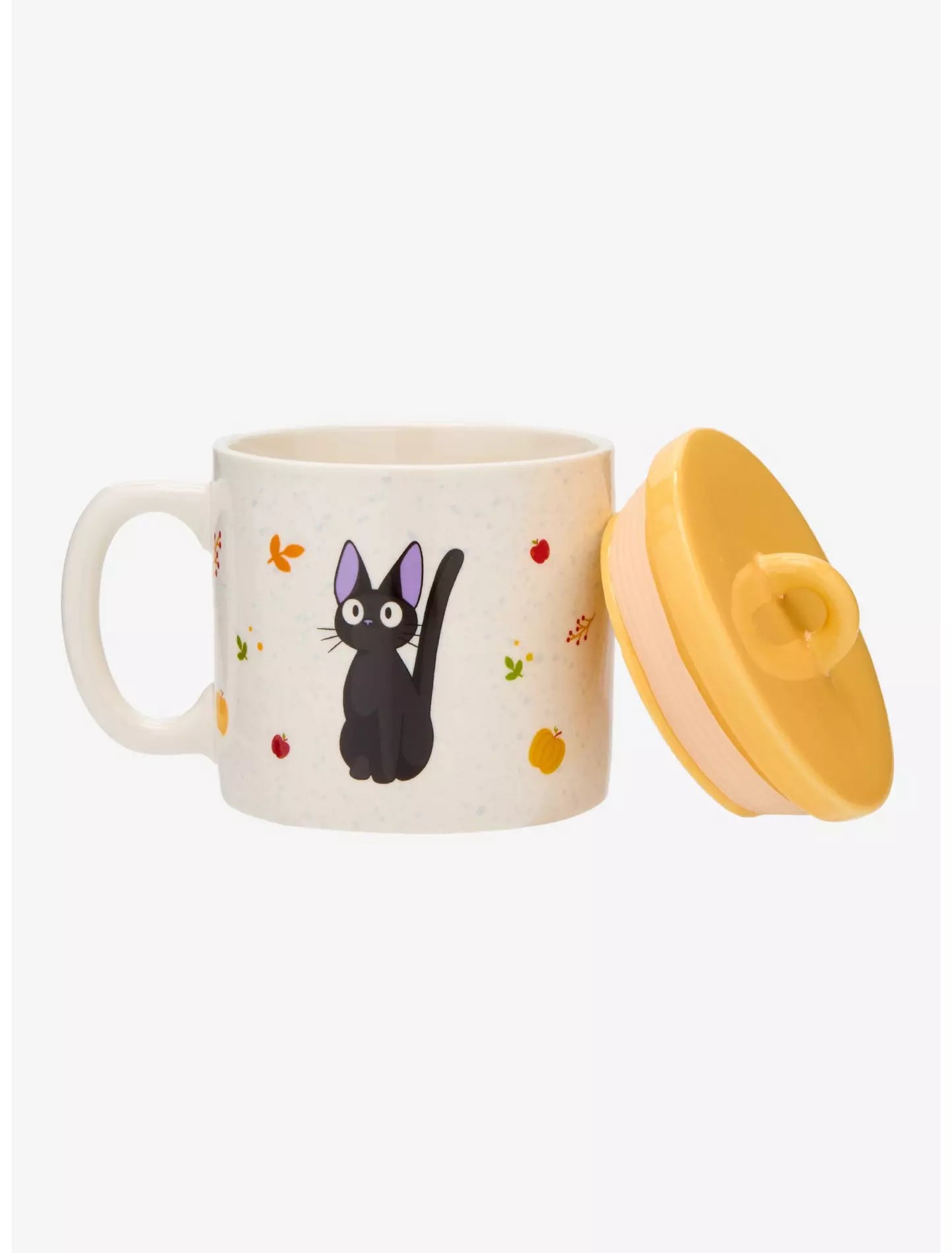 Taza Studio Ghibli® Kiki's Delivery Service Jiji Hojas de Otoño con tapa