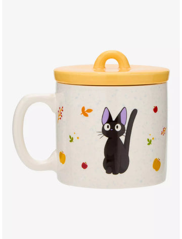 Taza Studio Ghibli® Kiki's Delivery Service Jiji Hojas de Otoño con tapa