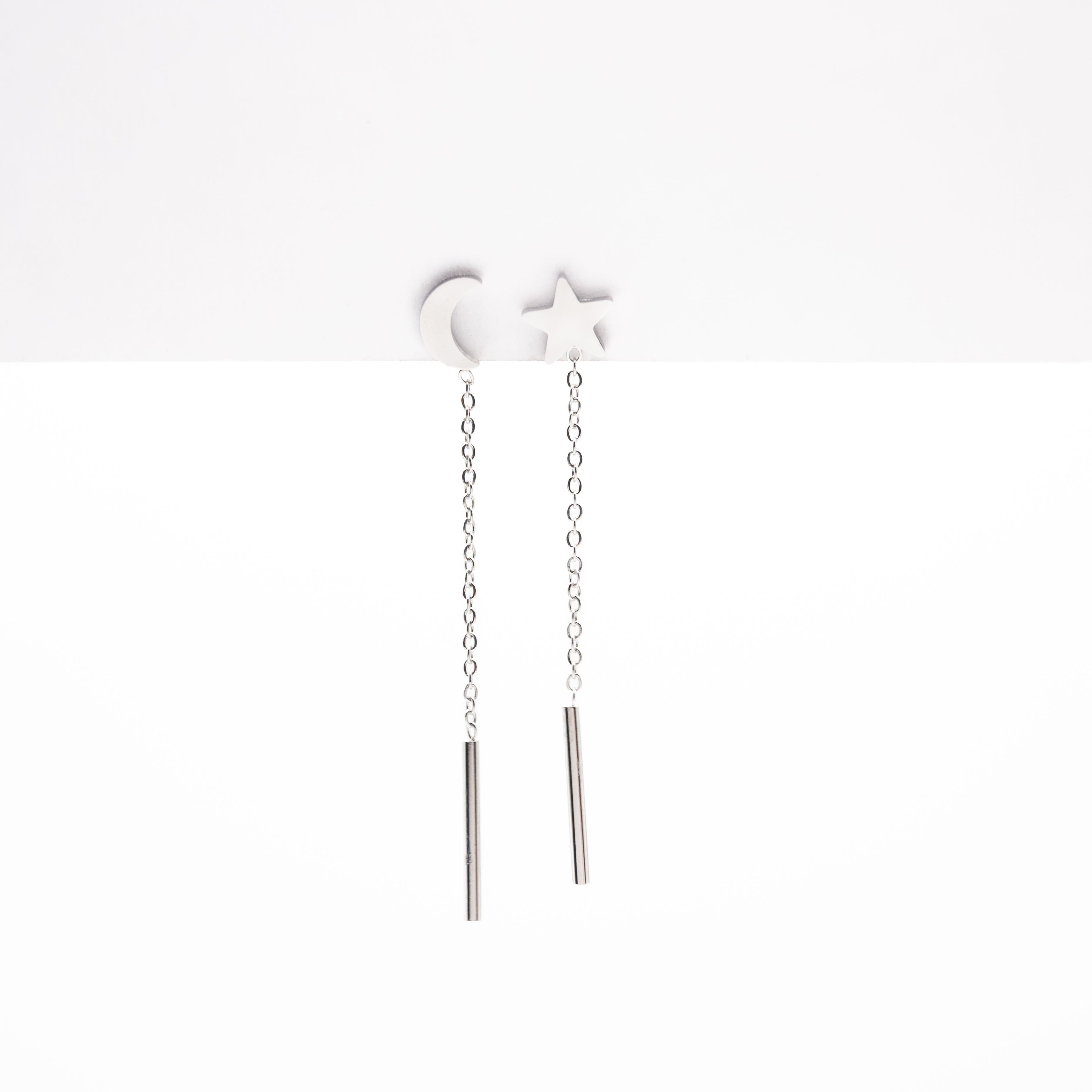 Aretes De Luna Y Estrella Colgantes