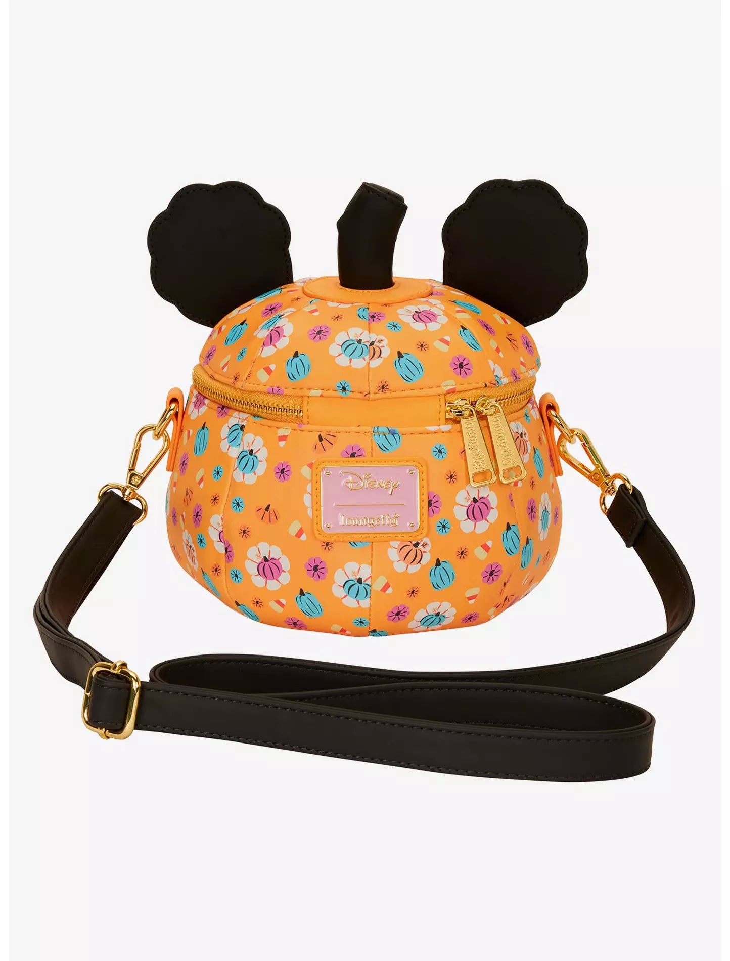Bolso crossbody con forma de calabaza floral Disney Mickey Mouse Loungefly