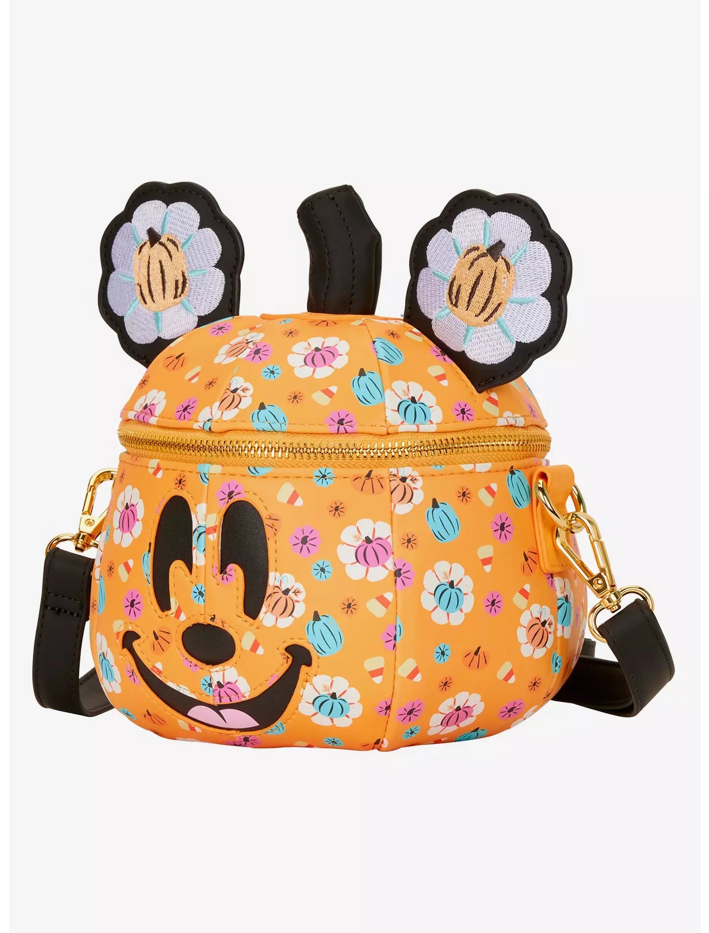 Bolso crossbody con forma de calabaza floral Disney Mickey Mouse Loungefly