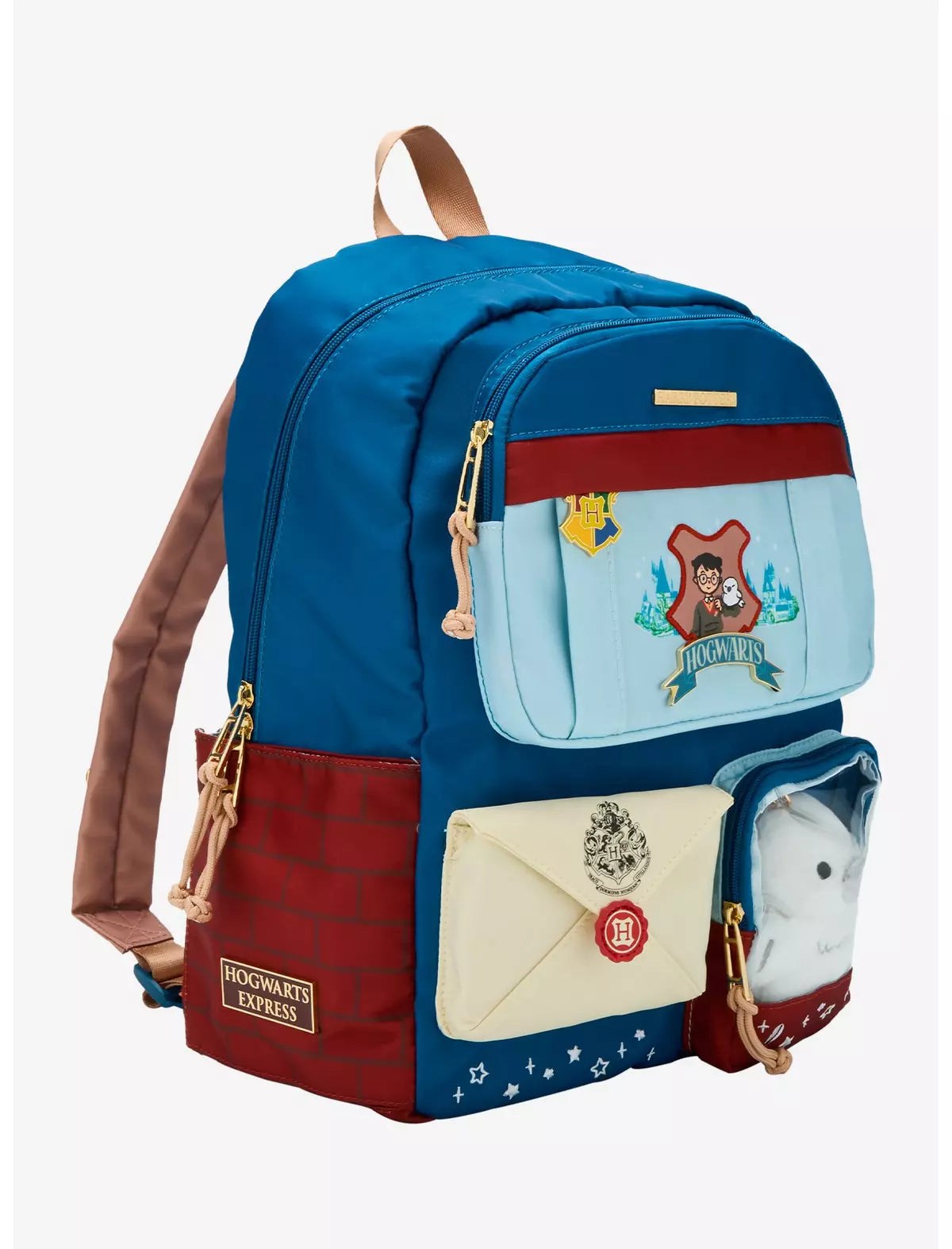 Harry Potter Hogwarts Multi-Pocket Mochila Con Hedwig Peluche