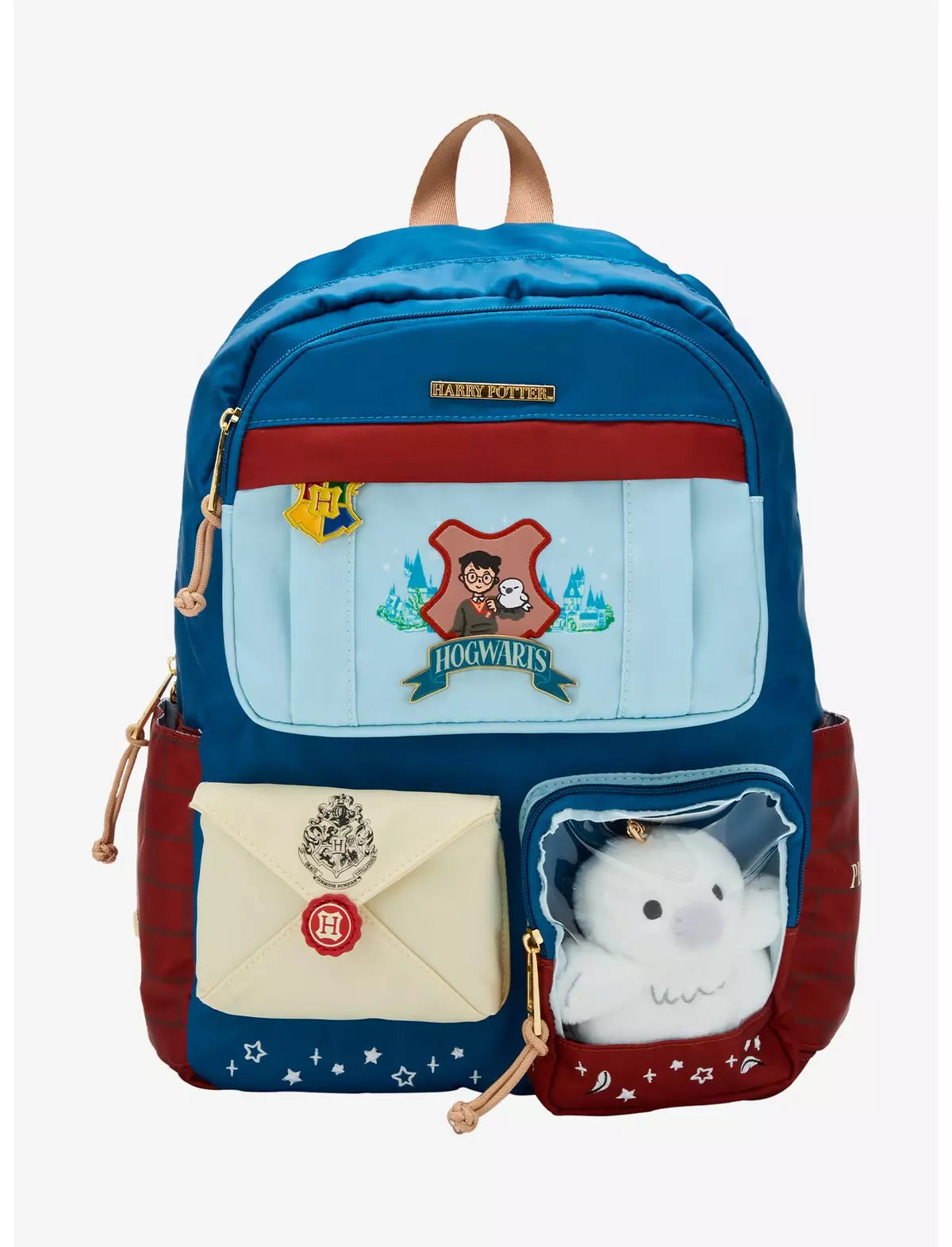 Harry Potter Hogwarts Multi-Pocket Mochila Con Hedwig Peluche
