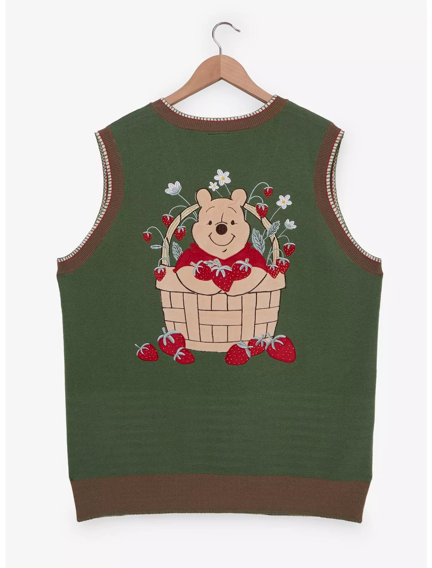 Chaleco Suéter Winnie the Pooh para mujer talla plus con parches de fresas Disney