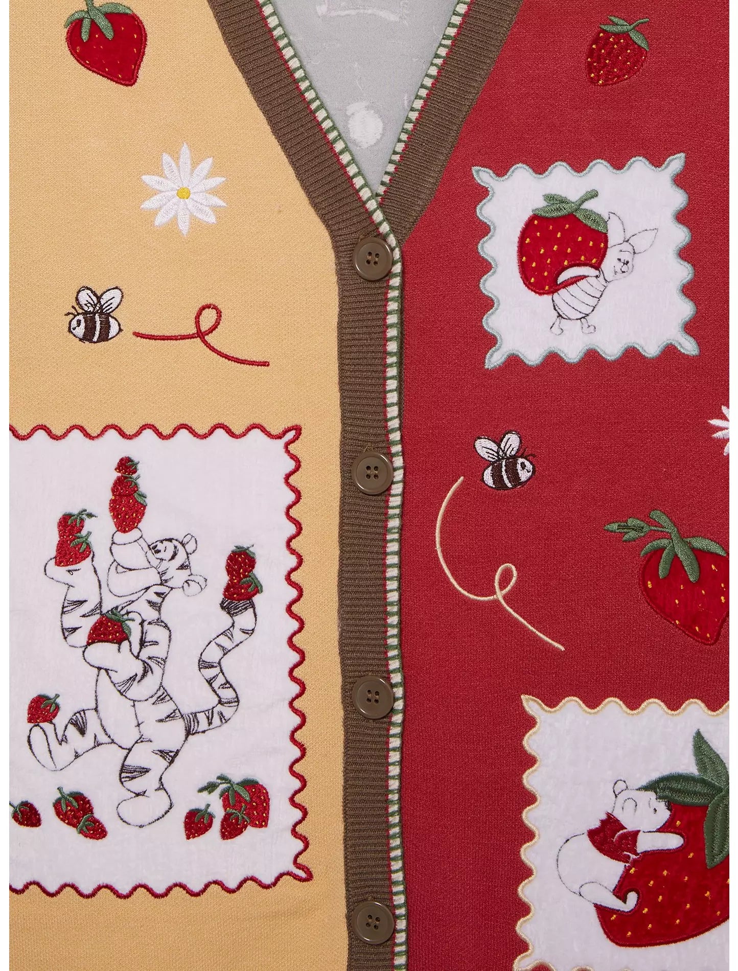 Chaleco Suéter Winnie the Pooh para mujer talla plus con parches de fresas Disney